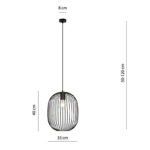 Czarna pojedyncza wisząca lampa industrialna - D126-Inez Lumes One Size Edinos.pl