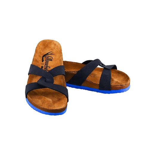 Moosefield Skórzane klapki w kolorze granatowym ze sklepu Limango Polska w kategorii Klapki damskie - zdjęcie 173569627