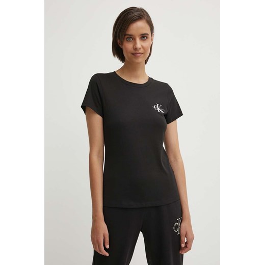 Calvin Klein Jeans t-shirt bawełniany 2-pack damski kolor czarny J20J219734 ze sklepu ANSWEAR.com w kategorii Bluzki damskie - zdjęcie 173570008