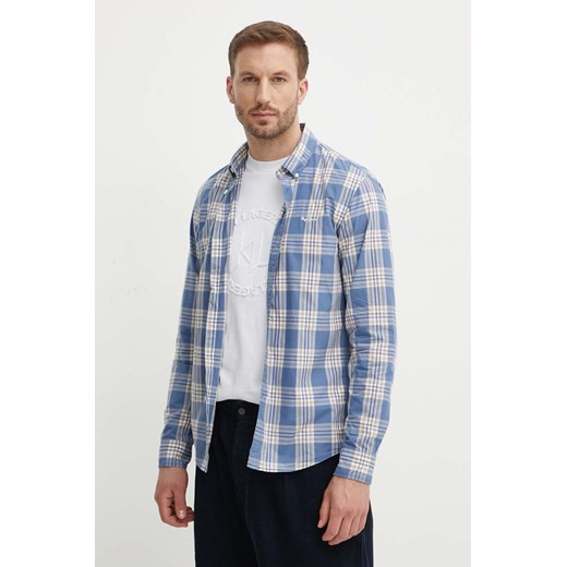 Pepe Jeans koszula bawełniana MARKLE męska kolor niebieski regular z kołnierzykiem button-down PM308558 ze sklepu ANSWEAR.com w kategorii Koszule męskie - zdjęcie 173570038