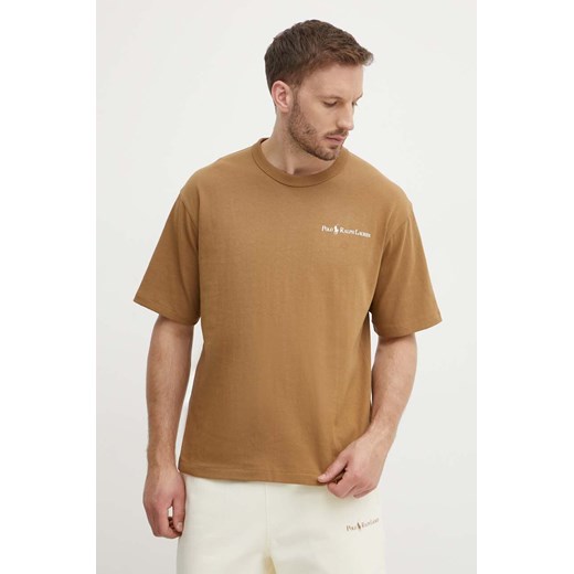 Polo Ralph Lauren t-shirt bawełniany męski kolor brązowy z nadrukiem 710950133001 ze sklepu ANSWEAR.com w kategorii T-shirty męskie - zdjęcie 173570179