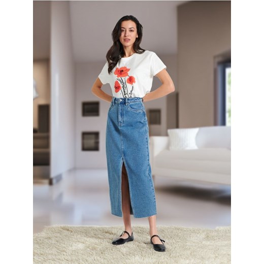 Sinsay - Koszulka z nadrukiem - kremowy Sinsay L Sinsay