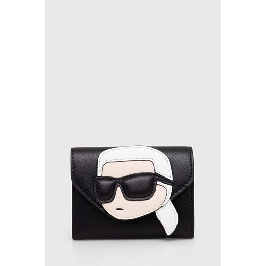 Karl Lagerfeld portfel skórzany damski kolor czarny 245W3214 ze sklepu ANSWEAR.com w kategorii Portfele damskie - zdjęcie 173576867