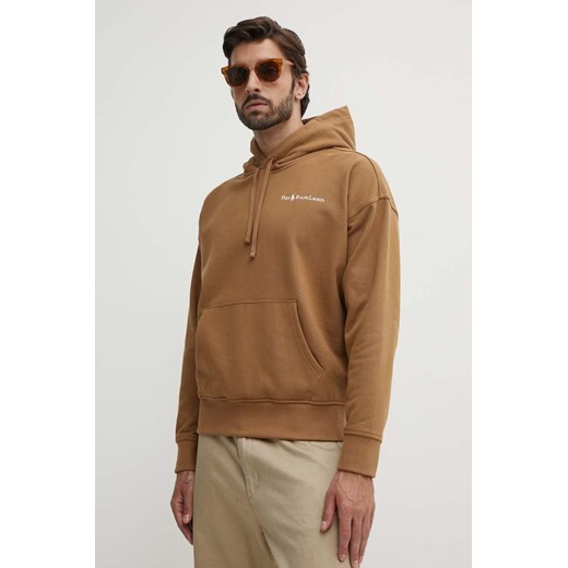 Polo Ralph Lauren bluza męska kolor brązowy z kapturem z nadrukiem 710950132001 ze sklepu ANSWEAR.com w kategorii Bluzy męskie - zdjęcie 173577038