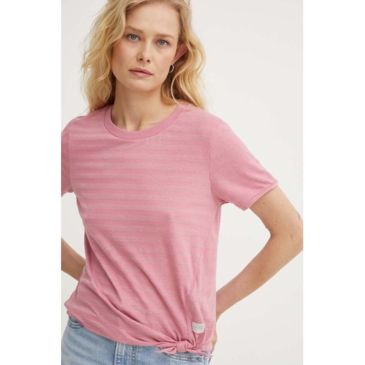 G-Star Raw t-shirt damski kolor różowy D24661-D602 ze sklepu ANSWEAR.com w kategorii Bluzki damskie - zdjęcie 173577109