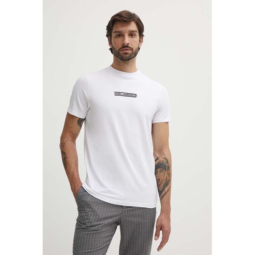Karl Lagerfeld t-shirt męski kolor biały z nadrukiem 543221.755085 ze sklepu ANSWEAR.com w kategorii T-shirty męskie - zdjęcie 173577177