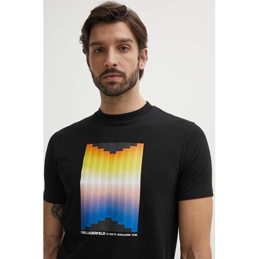 Karl Lagerfeld t-shirt męski kolor czarny z nadrukiem 542221.755036 ze sklepu ANSWEAR.com w kategorii T-shirty męskie - zdjęcie 173577338