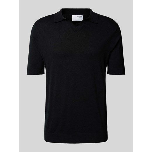 Koszulka polo lniana o kroju slim fit z wykładanym kołnierzem model ‘LAKE’ Selected Homme M Peek&Cloppenburg