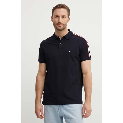 Tommy Hilfiger polo męski kolor granatowy z aplikacją MW0MW35616 ze sklepu ANSWEAR.com w kategorii T-shirty męskie - zdjęcie 173580705