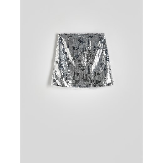 Reserved - Spódnica mini z cekinami - srebrny ze sklepu Reserved w kategorii Spódnice - zdjęcie 173580889