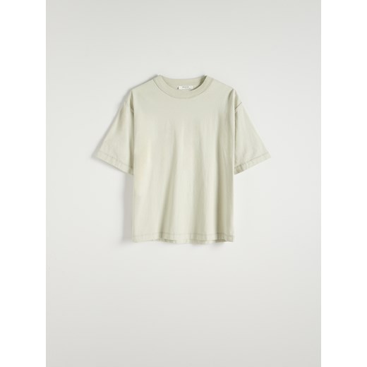 Reserved - Bawełniany t-shirt boxy - jasnozielony Reserved L Reserved