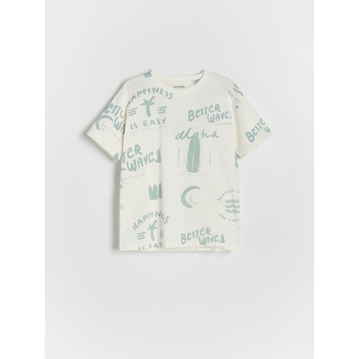 Reserved - T-shirt z nadrukiem - złamana biel ze sklepu Reserved w kategorii T-shirty chłopięce - zdjęcie 173582119