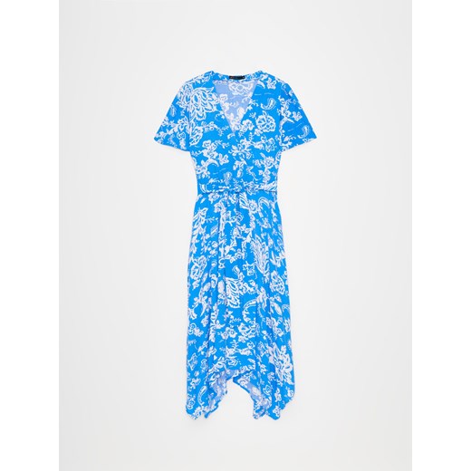 Mohito - Niebieska sukienka midi z wiskozy - niebieski ze sklepu Mohito w kategorii Sukienki - zdjęcie 173582967