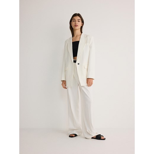 Reserved - Spodnie w prążek - biały ze sklepu Reserved w kategorii Spodnie damskie - zdjęcie 173583205