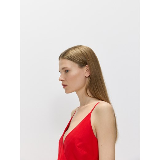 Reserved - Sukienka z wiskozy i lnu - czerwony Reserved M Reserved