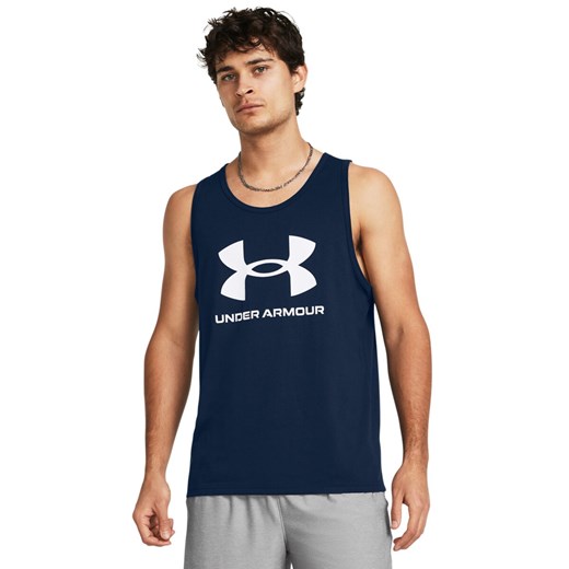 Męski top z nadrukiem Under Armour UA Sportstyle Logo Tank - granatowy Under Armour okazja Sportstylestory.com
