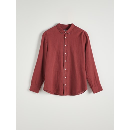 Reserved - Koszula regular z lnem - jasnofioletowy ze sklepu Reserved w kategorii Koszule męskie - zdjęcie 173584818