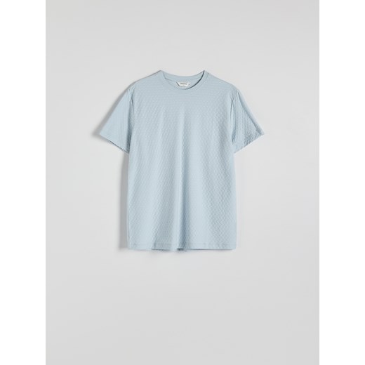 Reserved - Strukturalny t-shirt regular fit - jasnoniebieski ze sklepu Reserved w kategorii T-shirty męskie - zdjęcie 173584876