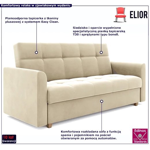 Beżowa wersalka rozkładana - Sondra Elior One Size Edinos.pl