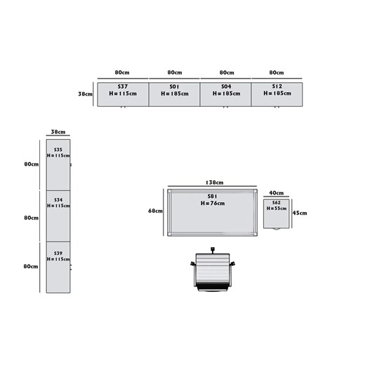 Zestaw mebli biurowych zamykanych na klucz wenge - Magarit 3X Elior One Size Edinos.pl