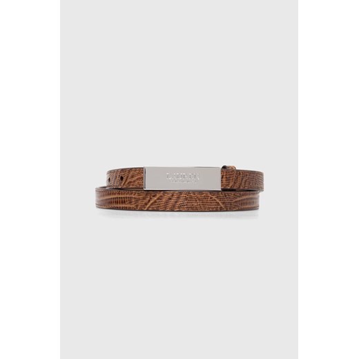 Lauren Ralph Lauren pasek skórzany damski kolor beżowy 412942223 ze sklepu ANSWEAR.com w kategorii Paski damskie - zdjęcie 173586427
