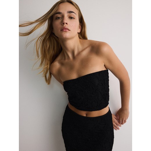 Reserved - Koronkowy top bandeau - czarny Reserved XS Reserved