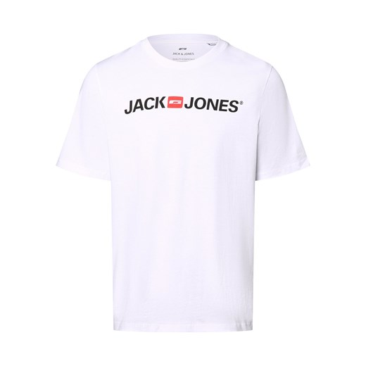 Jack & Jones T-shirt męski Mężczyźni Dżersej biały nadruk ze sklepu vangraaf w kategorii T-shirty męskie - zdjęcie 173590426