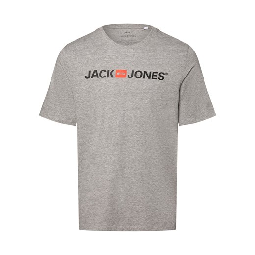 Jack & Jones T-shirt męski Mężczyźni Dżersej szary nadruk ze sklepu vangraaf w kategorii T-shirty męskie - zdjęcie 173590428