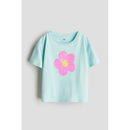 H & M - T-shirt z motywem - Turkusowy ze sklepu H&M w kategorii Bluzki dziewczęce - zdjęcie 173595269