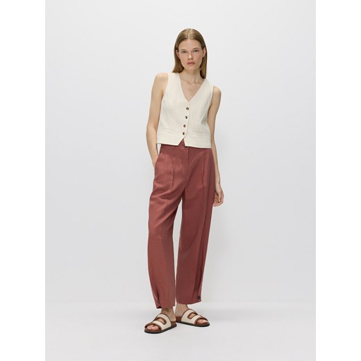 Reserved - Spodnie z lyocellem i lnem - jasnofioletowy ze sklepu Reserved w kategorii Spodnie damskie - zdjęcie 173597537