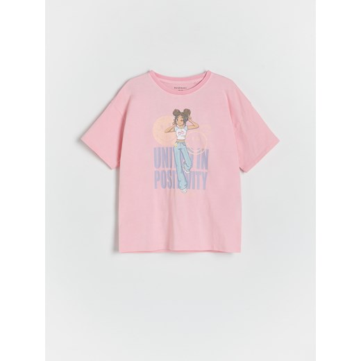 Reserved - T-shirt SmileyWorld® - różowy ze sklepu Reserved w kategorii Bluzki dziewczęce - zdjęcie 173597605