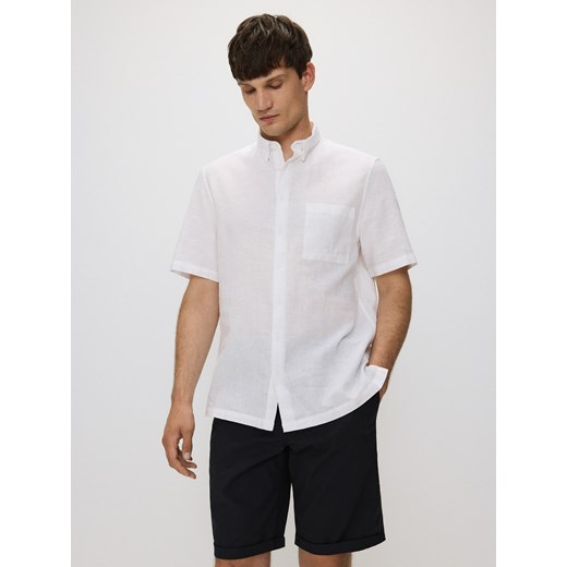 Reserved - Koszula regular z lnem - biały ze sklepu Reserved w kategorii Koszule męskie - zdjęcie 173599336