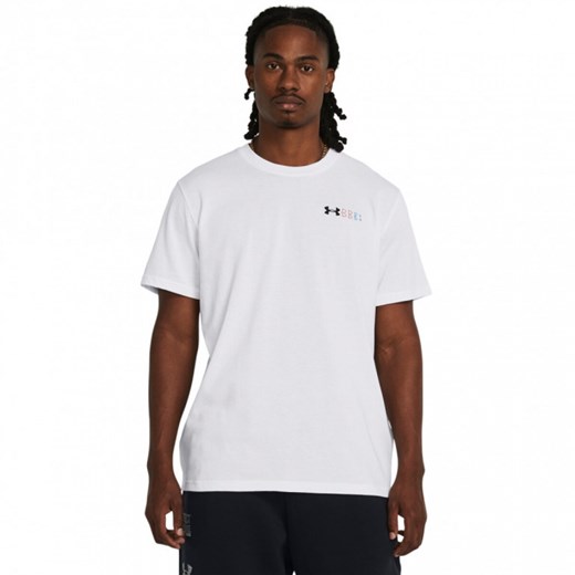 Męski t-shirt z nadrukiem Under Armour UA HW LC Logo Repeat SS - biały Under Armour S Sportstylestory.com okazja