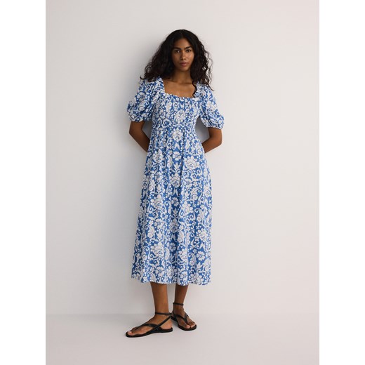 Reserved - Sukienka midi - niebieski ze sklepu Reserved w kategorii Sukienki - zdjęcie 173601119