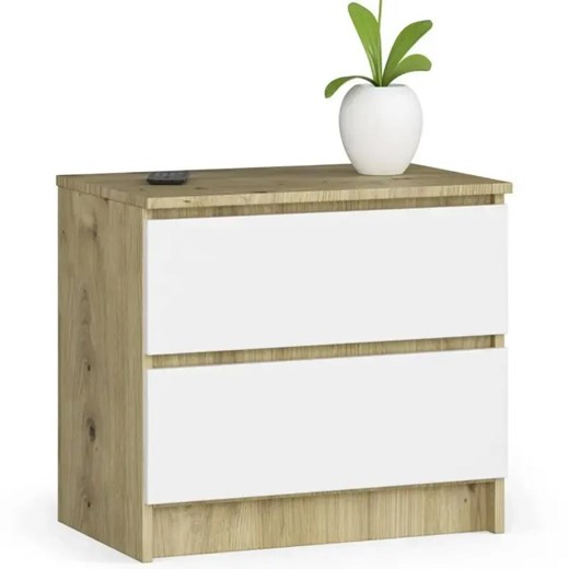 Niska komoda dąb artisan + biały - Morgana 3X ze sklepu Edinos.pl w kategorii Komody - zdjęcie 173601637