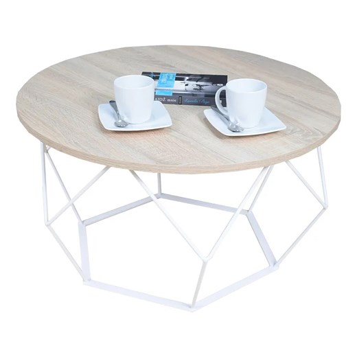 Stolik kawowy z białym stelażem dąb sonoma K0-B40 ze sklepu Edinos.pl w kategorii Stoliki kawowe - zdjęcie 173601769