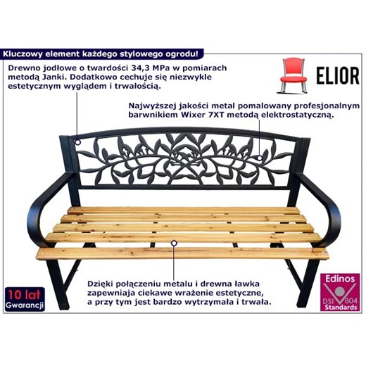 Ogrodowa ławka z ozdobnym oparciem - Elgros 4X Elior One Size Edinos.pl
