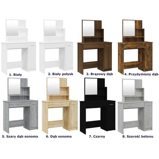 Toaletka kosmetyczna z lustrem dla kobiet brązowy dąb - Razia 3X Elior One Size Edinos.pl