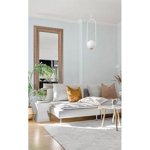 Biała metalowa lampa wisząca ze szklanym kloszem - A488-Erdi Lumes One Size Edinos.pl