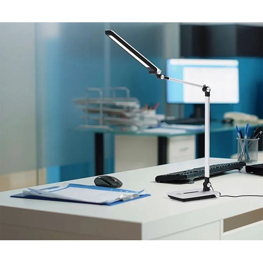 Srebrna nowoczesna lampka biurkowa LED - A508-Ekra Lumes One Size Edinos.pl
