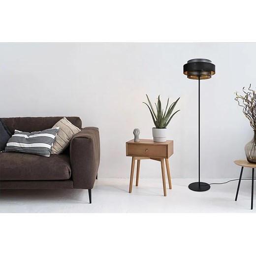 Czarna lampa podłogowa z ażurowym abażurem - A517-Difa Lumes One Size Edinos.pl
