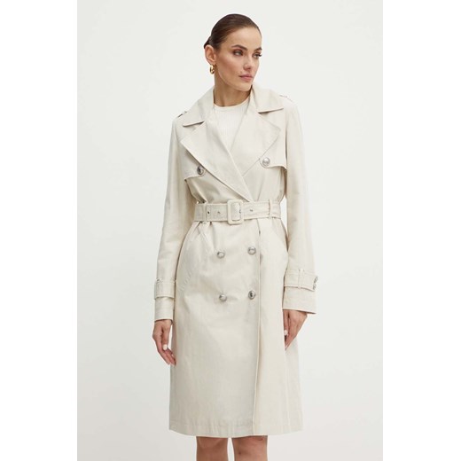 Guess trencz JADE damski kolor beżowy przejściowy dwurzędowy W4YL13 WGAI0 ze sklepu ANSWEAR.com w kategorii Płaszcze damskie - zdjęcie 173602626