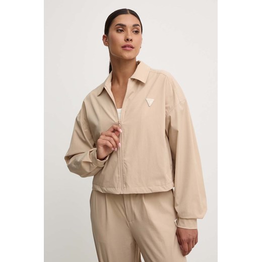 Guess kurtka AURLIE damska kolor beżowy przejściowa oversize V4YH02 WG982 ze sklepu ANSWEAR.com w kategorii Kurtki damskie - zdjęcie 173602656