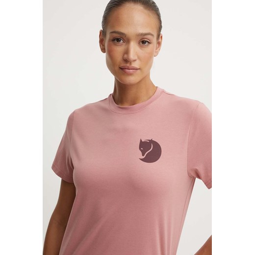 Fjallraven t-shirt Fox Boxy Logo damski kolor różowy F87153 ze sklepu ANSWEAR.com w kategorii Bluzki damskie - zdjęcie 173602888
