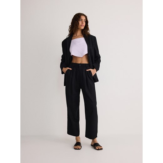 Reserved - Spodnie z lnem - czarny ze sklepu Reserved w kategorii Spodnie damskie - zdjęcie 173604828