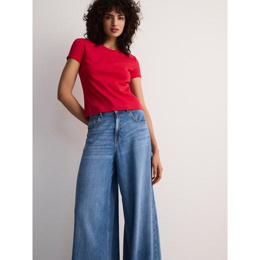 Reserved - T-shirt z merceryzowanej bawełny - czerwony Reserved XL Reserved okazja