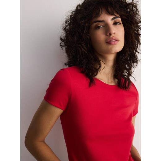 Reserved - T-shirt z merceryzowanej bawełny - czerwony Reserved XL wyprzedaż Reserved