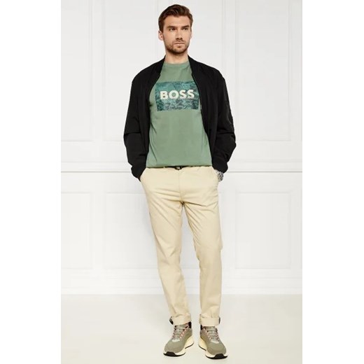 Zielony t-shirt męski BOSS HUGO z krótkim rękawem