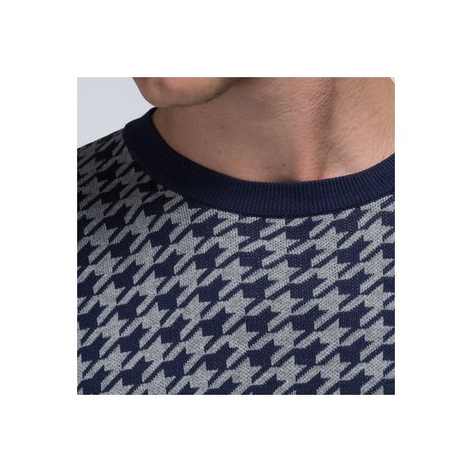 Morato Knitwear - Sweater with round neck and two-tone hound's tooth print morato-it  nadruki