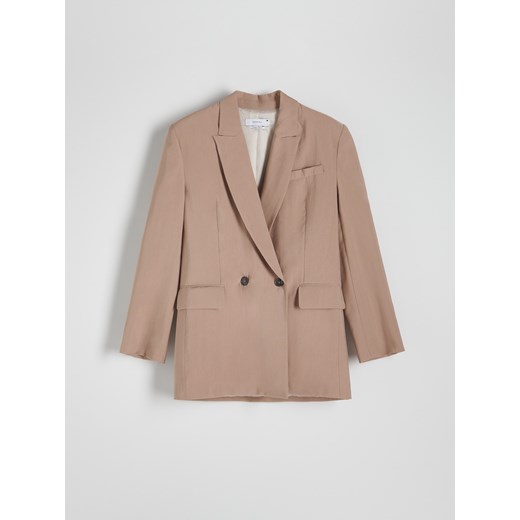 Reserved - Dwurzędowa marynarka z modalu - brązowy Reserved XS Reserved